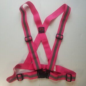 Safety Workbelt HI Viz Suspenders Reflective One Size Adjustable Pink with Grey